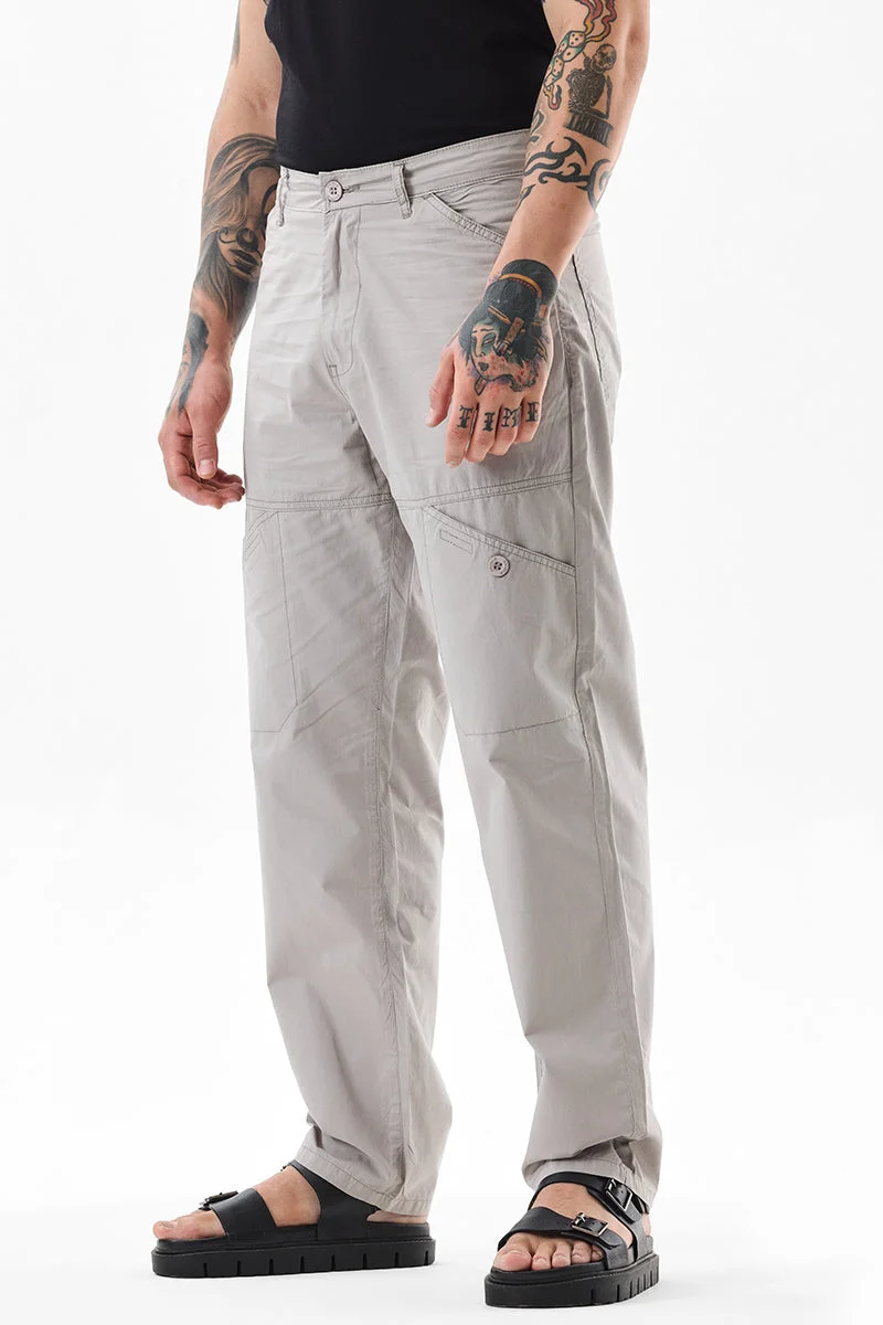 Snitch Beige Relaxed Fit Cotton Beige Cargo Pants for Men | Best Price UAE
